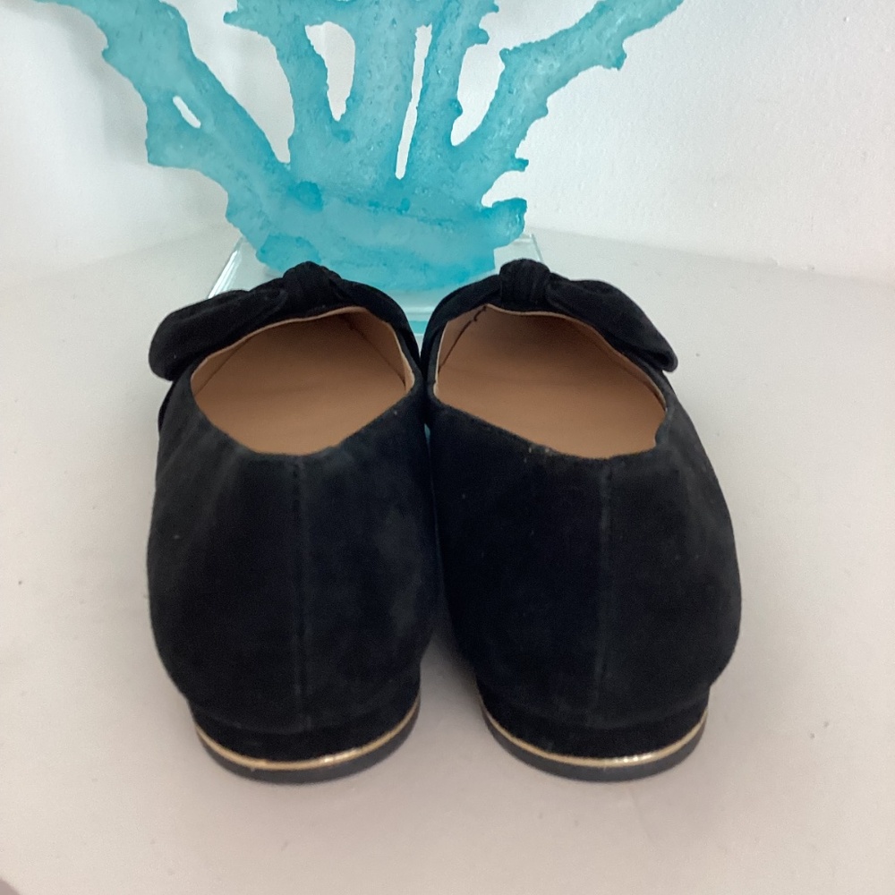 Talbots women’s black suede bow embellishments flats shoes 8.5 M - Picture 6 of 9